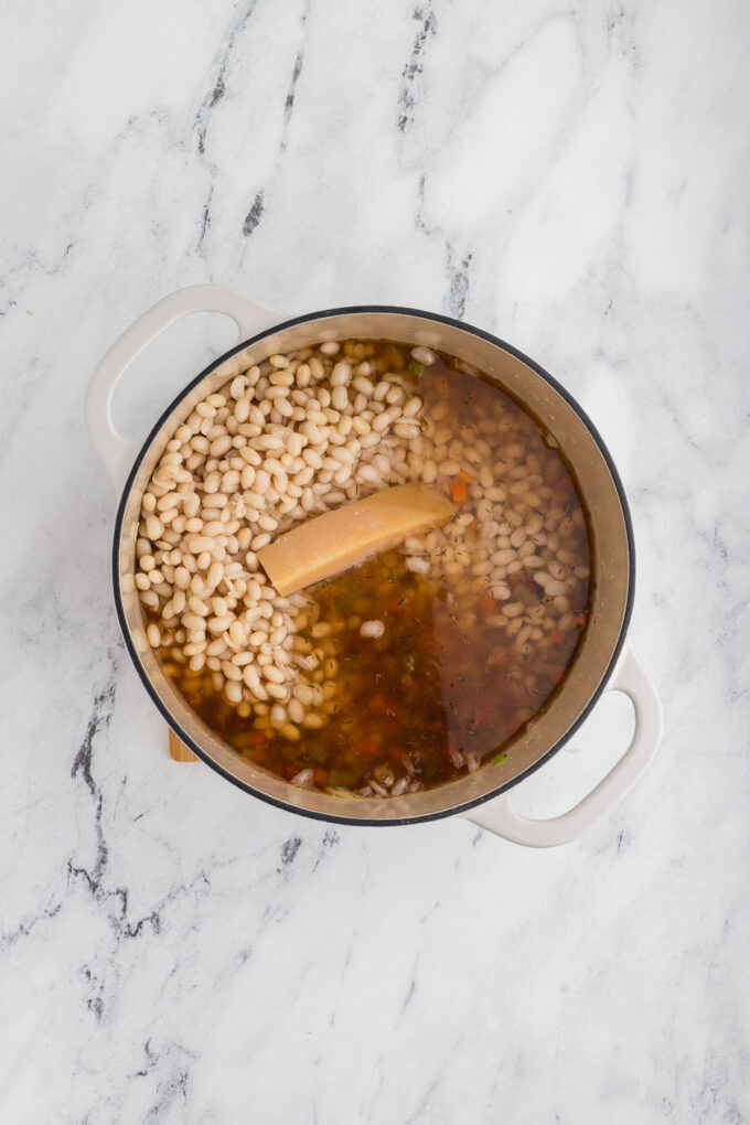 Vegetarian Navy Bean Soup in process