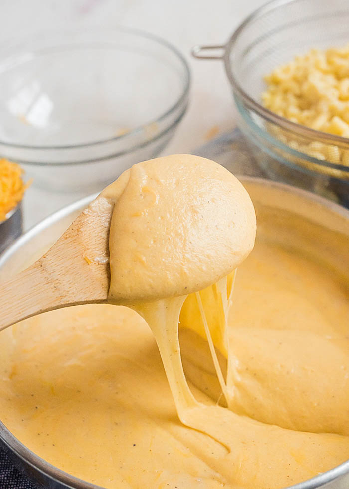 Gloriously cheesy sauce for the best baked macaroni and cheese recipe ever