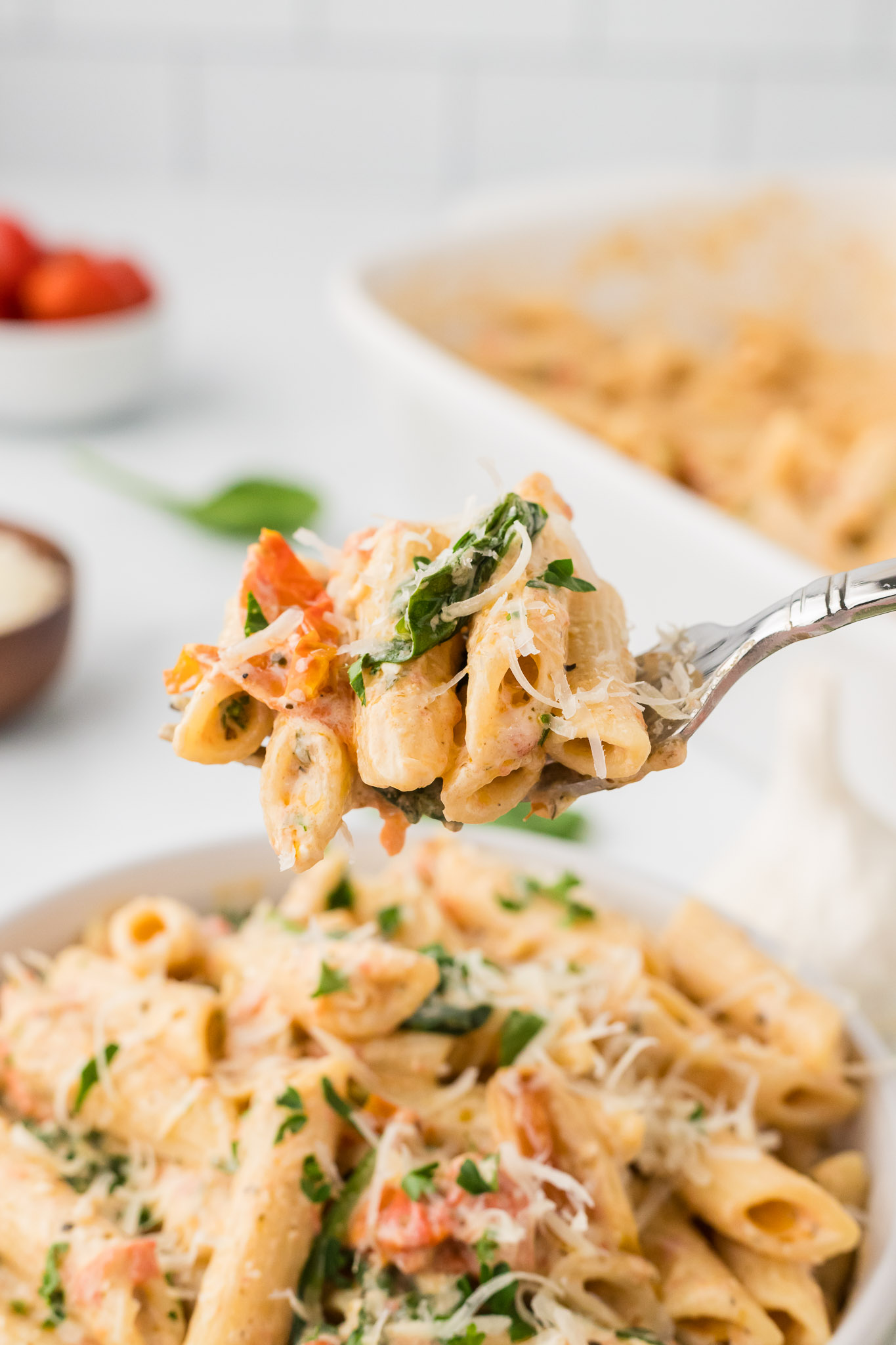 a forkful of Boursin pasta