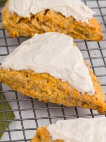 Carrot cake scones on a wire cooling rack
