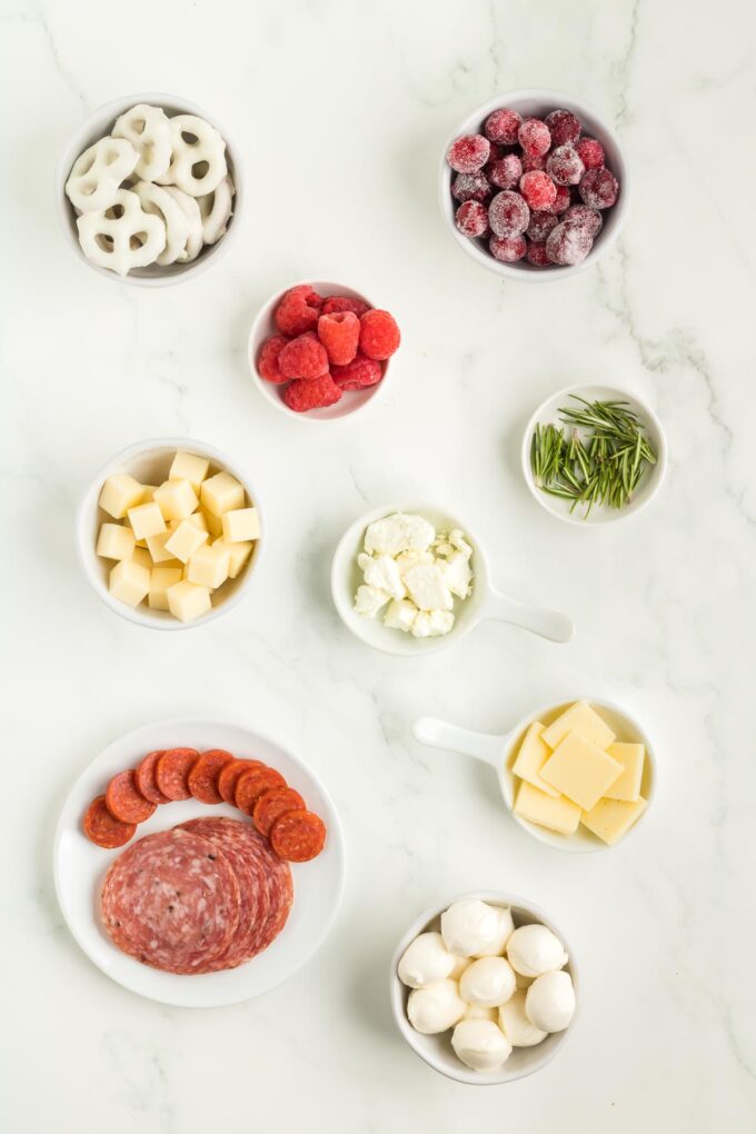 Ingredients for Christmas charcuterie board