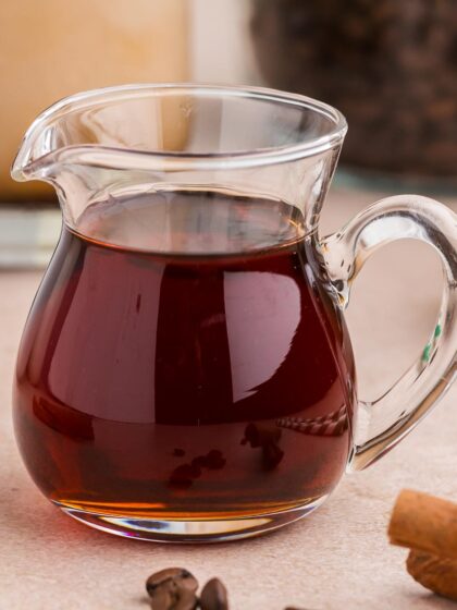 Cinnamon Dolce Coffee Syrup in a pitcher