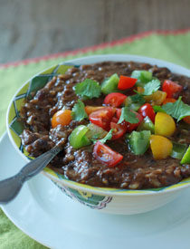 Crock Pot Vegan Black Bean & Brown Rice Soup | Kitchen Treaty