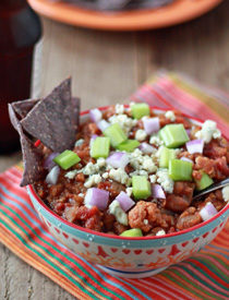 Crock Pot Buffalo Cauliflower Chili from kitchentreaty.com