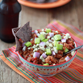 Crock Pot Buffalo Cauliflower Chili from kitchentreaty.com