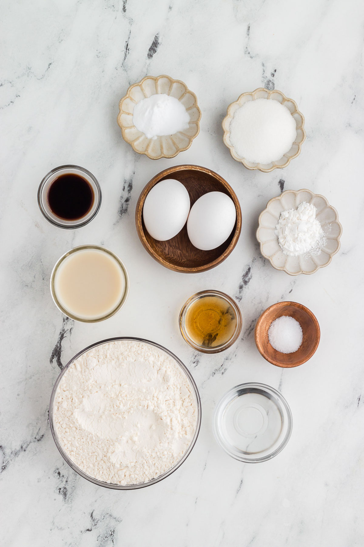 Ingredients for dairy-free pancakes