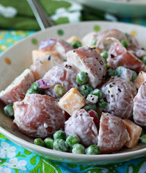 English pea potato salad with optional bacon | Kitchen Treaty