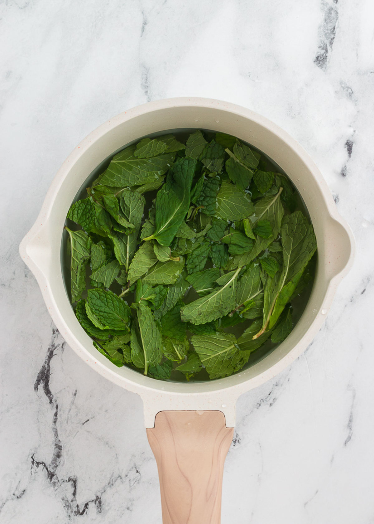 brewing fresh mint for fresh mint tea