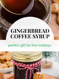 Two images of Gingerbread Coffee Syrup. The text reads, "Gingerbread Coffee Syrup, perfect gift for the holidays"