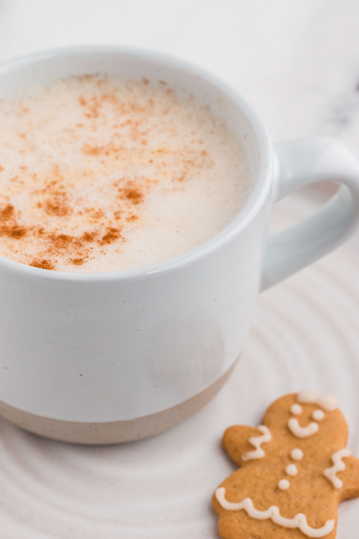 Gingerbread latte with cinnamon sprinkled on top