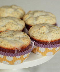 Glazed Greek yogurt lemon poppyseed muffins | kitchentreaty.com