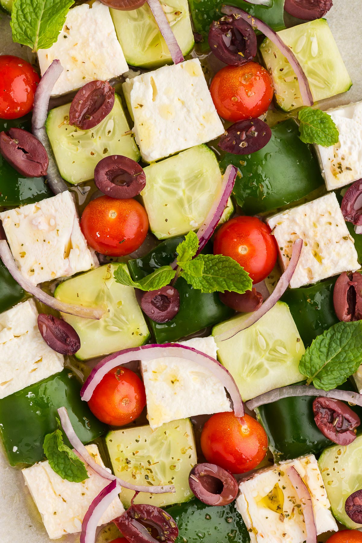 unique Greek Mosaic Salad close-up