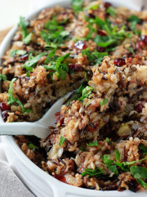 Herbed Wild Rice and Quinoa Stuffing - Everyone will love this flavor-filled stuffing - and nobody will guess its little secret: it's vegetarian, vegan, and gluten-free! Plus, the addition of protein-rich quinoa gives this hearty stuffing main-dish cred - perfect for those that prefer to skip the turkey.
