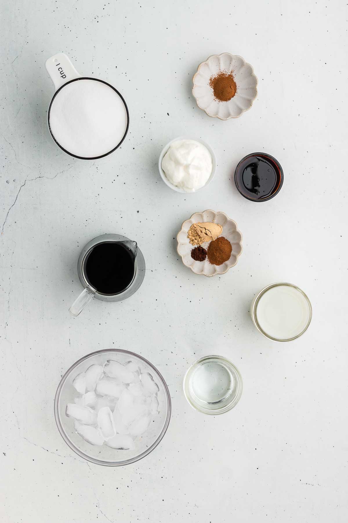 ingredients for iced gingerbread latte