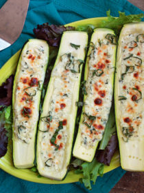 White Pizza Stuffed Zucchini Boats
