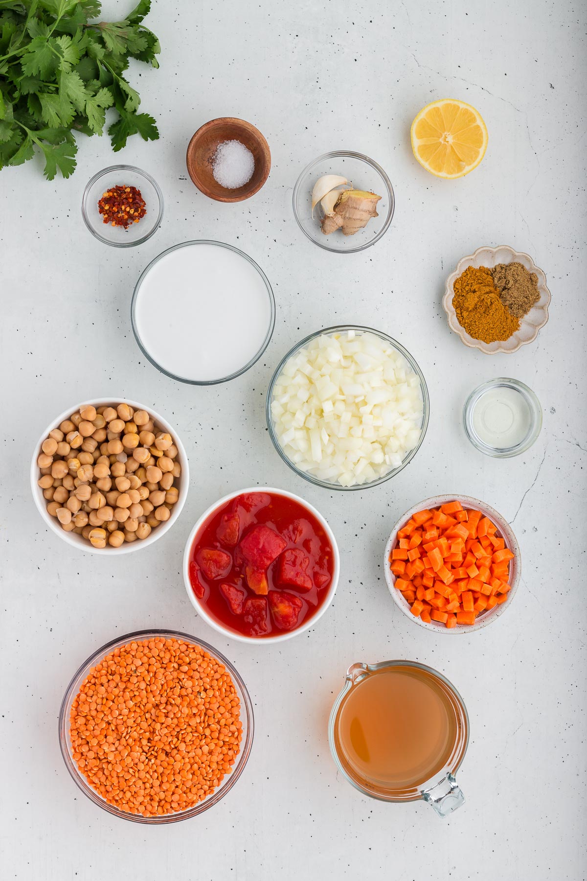 Ingredients for Instant Pot Coconut Red Lentil Soup