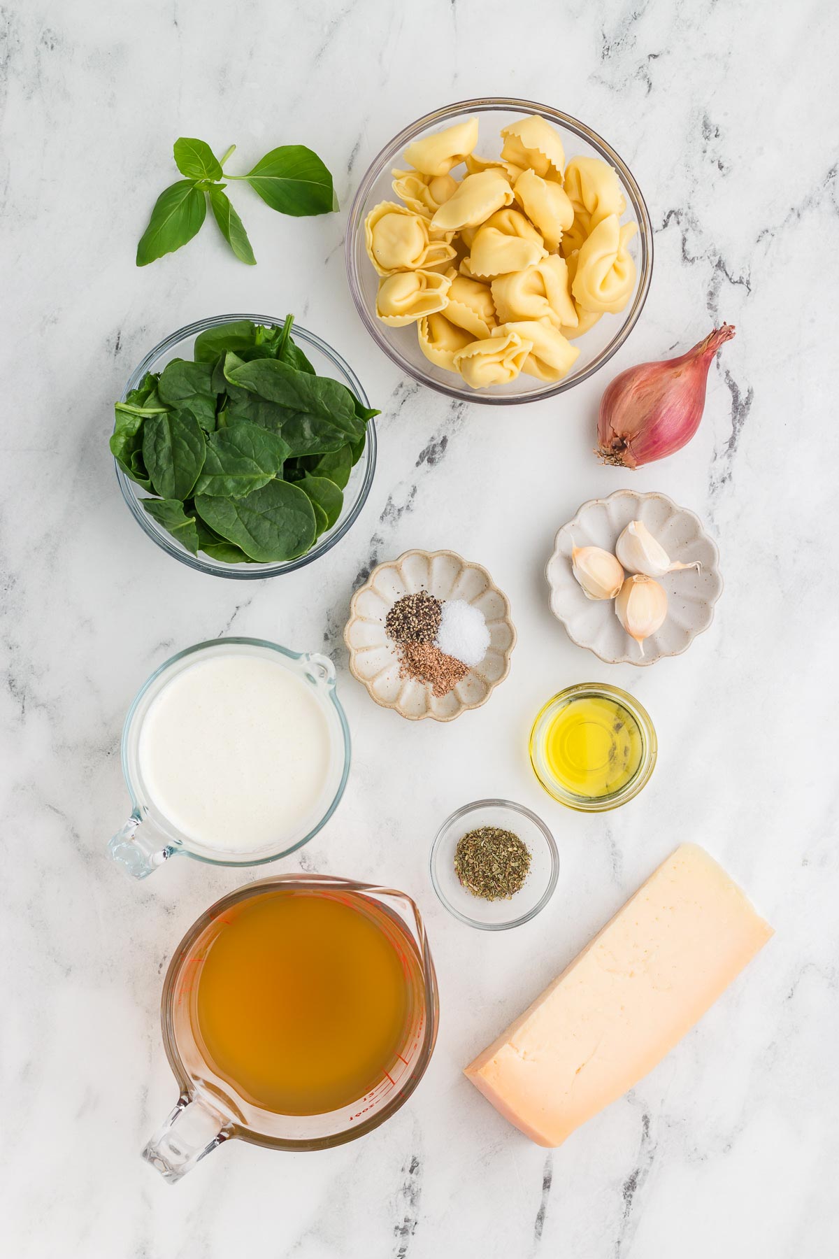 Ingredients for one-pot tortellini Alfredo
