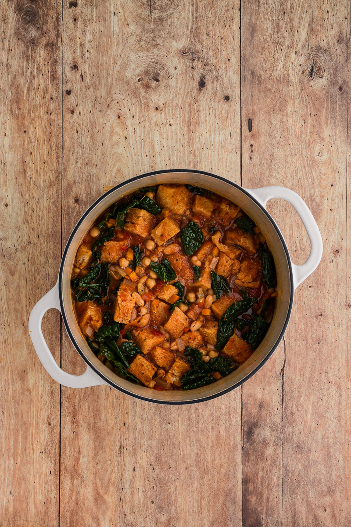 A dutch oven full of ribollita
