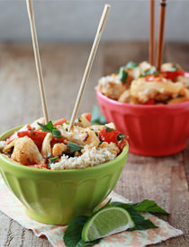 Roasted winter vegetables in Thai red curry with optional chicken for the meat-eaters from kitchentreaty.com