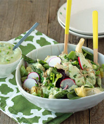 Spring veggie salad with creamy avocado ranch dressing | Kitchen Treaty