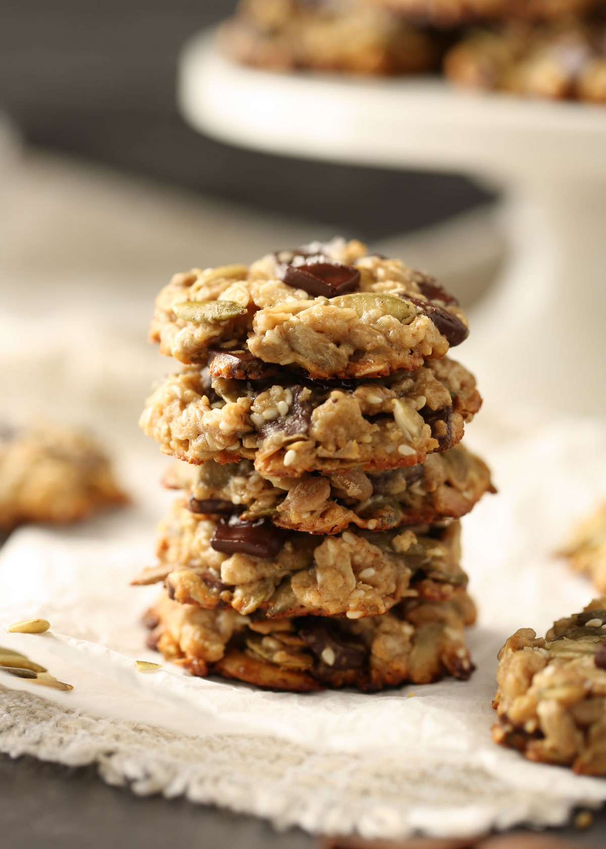 A stack of tahini seed cookies.