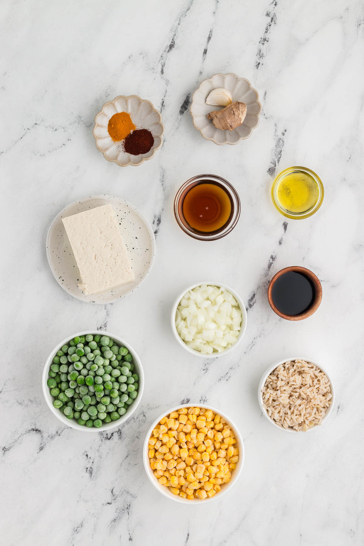 Ingredients for tofu fried rice