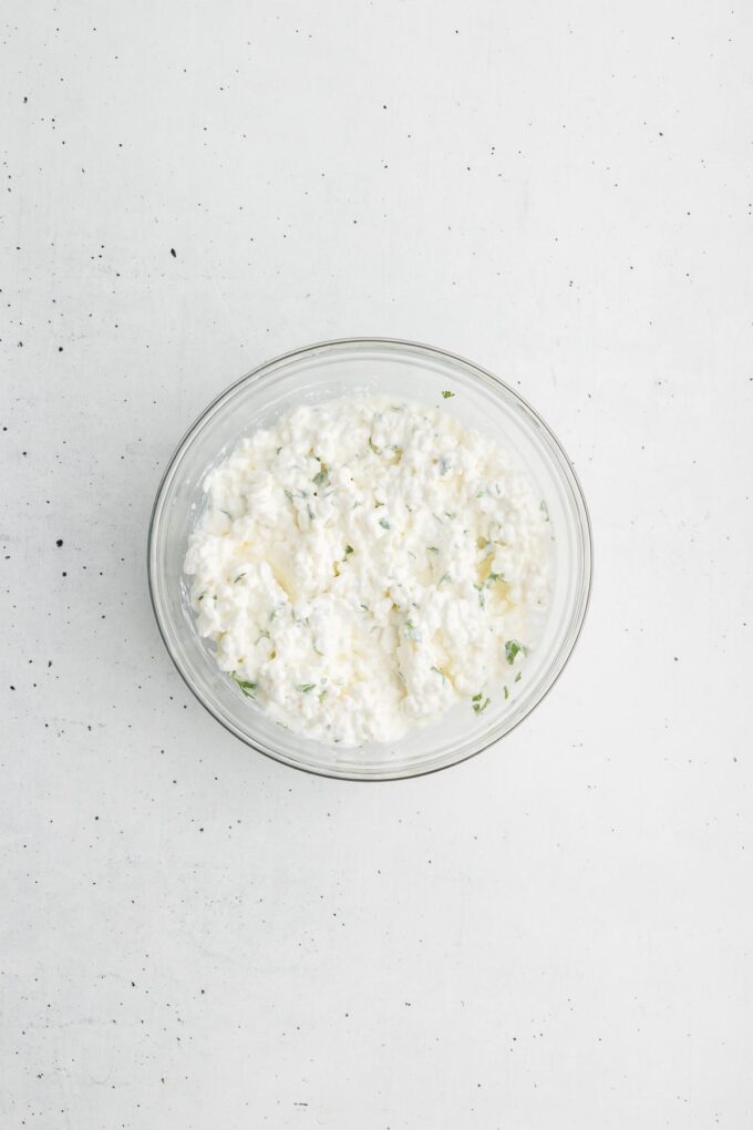 cottage cheese flavored with lime, cilantro, and sea salt for vegetarian cottage cheese bowls