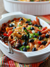 Veggie-Filled Enchilada Pasta Bake (with Optional Ground Beef)