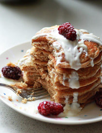 Whole Wheat Vanilla Yogurt Pancakes from kitchentreaty.com