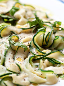 Zucchini Fettuccine with Creamy White Bean "Alfredo" Sauce